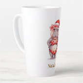 クリスマスの赤いビキニのカバのサーファー カフェラテマグ (左アングル)