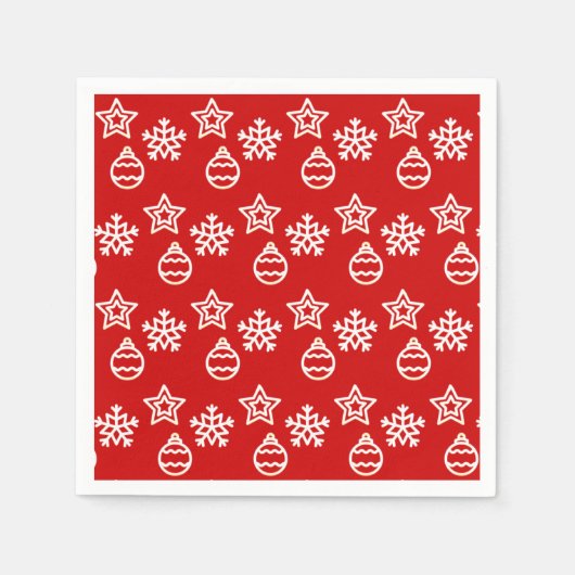 クリスマスの赤いベクター柄 スタンダードカクテルナプキン (正面)