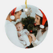 クリスマスの赤いポインセチアユニコーンの写真 セラミックオーナメント (裏面)