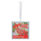 クリスマスの赤いポインセチア キューブオーナメント (右)