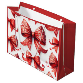 クリスマスの赤いリボン ラージペーパーバッグ