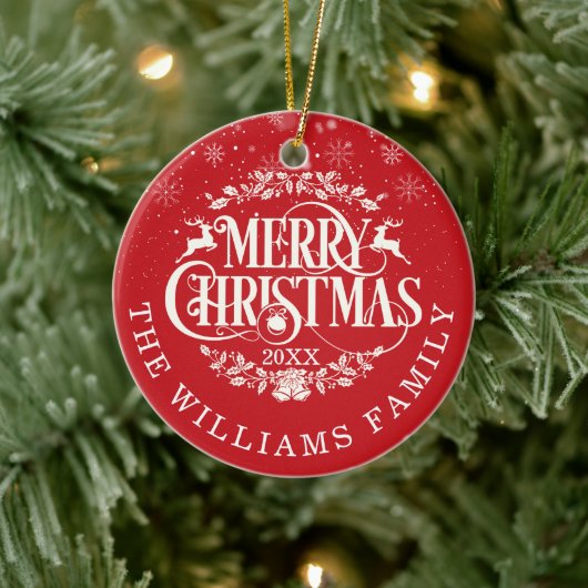 クリスマスの赤い写真 セラミックオーナメント (ツリー)