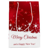 クリスマスの赤い冬の雪片 ミディアムペーパーバッグ (正面)