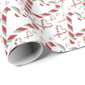 クリスマスの赤い及び緑のキャンディ・ケーンの包装紙 ラッピングペーパー (ロールコーナー)