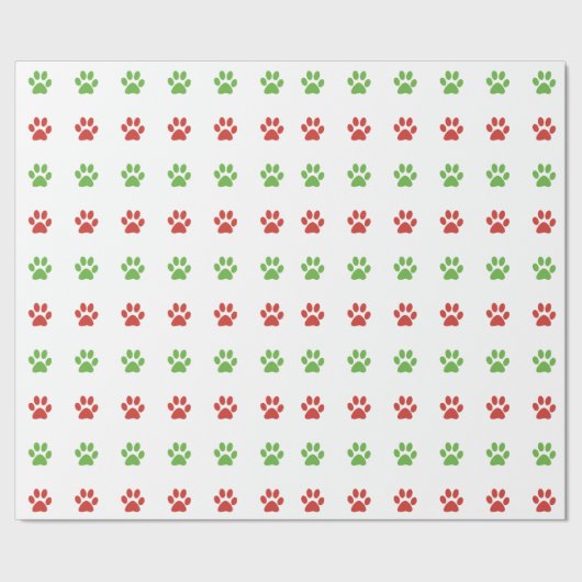 クリスマスの赤い及び緑ペット足のプリントパターン ラッピングペーパー (シーム)