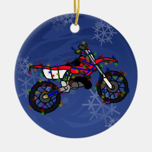 クリスマスの赤い土のバイクのオーナメント セラミックオーナメント (正面)