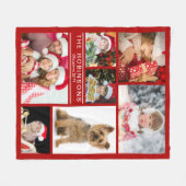 クリスマスの赤い家族写真のコラージュDYIのテンプレート フリースブランケット (正面(横))