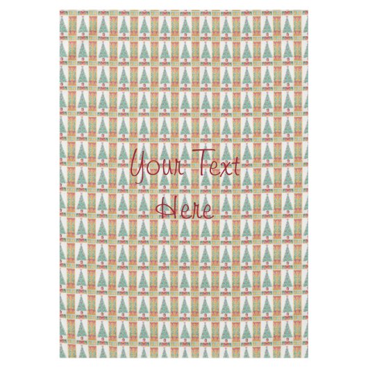 クリスマスの赤い弓の金ゴールドベルを持つ毛皮の木 テーブルクロス (正面)