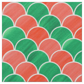 クリスマスの赤い緑のスケールパターン生地 ファブリック (クローズアップ)