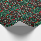 クリスマスの赤い緑のデザインの包装紙 ラッピングペーパー (角)