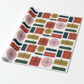 クリスマスの赤い緑のピンクの幾何学的スタイル ラッピングペーパー (アンロールド)