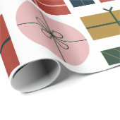 クリスマスの赤い緑のピンクの幾何学的スタイル ラッピングペーパー (ロールコーナー)