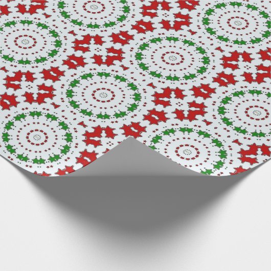 クリスマスの赤い緑の星の包装紙 ラッピングペーパー (角)