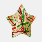 クリスマスの赤い緑の星Ornamet セラミックオーナメント (右)