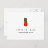 クリスマスの赤い緑金ゴールドのパイナップルの新しい住所 シーズンポストカード (正面/裏面)