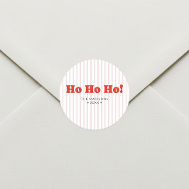 クリスマスの赤い縞模様のHo Ho Ho ラウンドシール