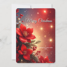 クリスマスの赤い花のホリデーカード