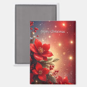 クリスマスの赤い花のホリデーマグネット マグネット (正面/裏面)