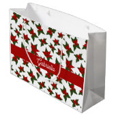 クリスマスの赤い花の植物学的なカスタム名 ラージペーパーバッグ (裏面アングル)
