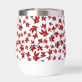 クリスマスの赤い花の植物画
