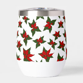 クリスマスの赤い花の植物画