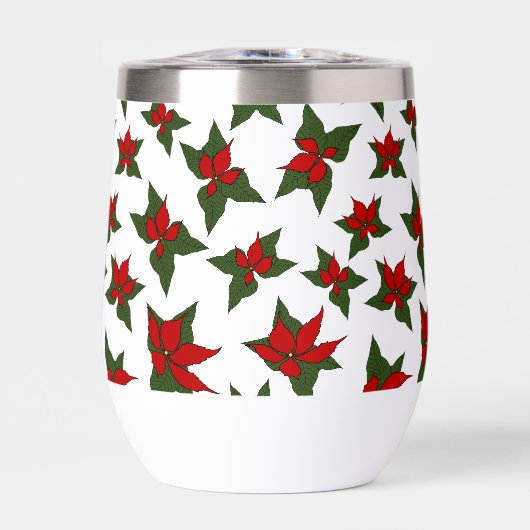 クリスマスの赤い花の植物画 (正面)