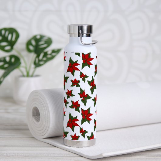 クリスマスの赤い花の植物画 ウォーターボトル (ヨガ)