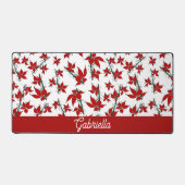 クリスマスの赤い花の植物画 デスクマット (正面)