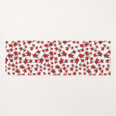 クリスマスの赤い花の植物画 ヨガマット (正面(横))