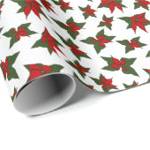クリスマスの赤い花の植物画 ラッピングペーパー (ロールコーナー)