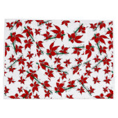 クリスマスの赤い花の植物画 ラージペーパーバッグ (裏面)