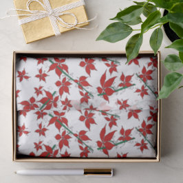 クリスマスの赤い花の植物画 薄葉紙