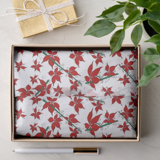 クリスマスの赤い花の植物画 薄葉紙 (ギフト)