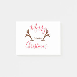 クリスマスの赤い茶色のトナカイの角の休日テ ポストイット