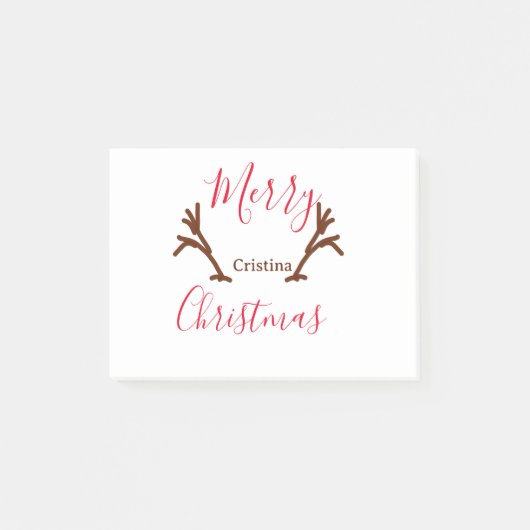 クリスマスの赤い茶色のトナカイの角の休日テ ポストイット (正面)