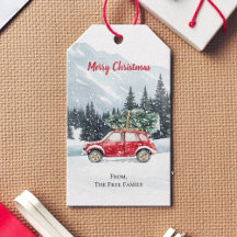 クリスマスの赤い車のツリー ホリデー