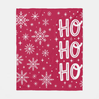 クリスマスの赤い雪の結晶のフリースブランケット Ho Ho Ho フリースブランケット