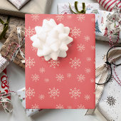 クリスマスの赤い雪の結晶柄 ラッピングペーパーシート