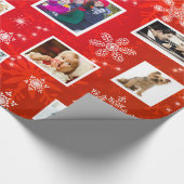 クリスマスの赤い雪片15のお気に入りのな家族写真 ラッピングペーパー (角)