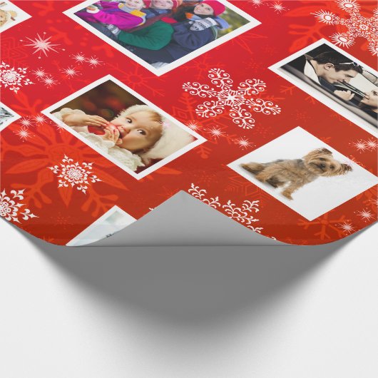 クリスマスの赤い雪片15のお気に入りのな家族写真 ラッピングペーパー (角)