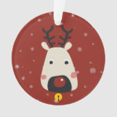 クリスマスの赤い鼻のトナカイの雪の結晶と名前が赤 オーナメント (正面)