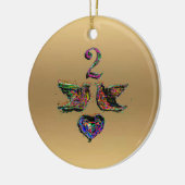 クリスマスの赤および金ゴールドの第1そして第2日 セラミックオーナメント (左)