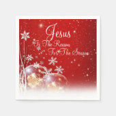 クリスマスの赤が季節の理由はイエスだ スタンダードカクテルナプキン (正面)