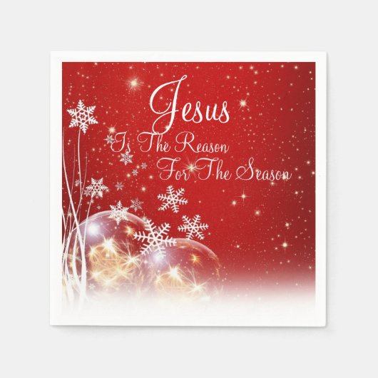 クリスマスの赤が季節の理由はイエスだ スタンダードカクテルナプキン (正面)