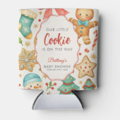 クリスマスの赤ちゃんシャワーの途中にある小さなクッキー 缶クーラー (正面)