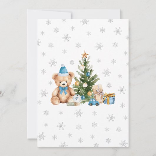 クリスマスの赤ちゃんシャワーを心待ちにできる少年 招待状 (裏面)