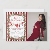 クリスマスの赤ちゃんシャワー写真 招待状 (正面)