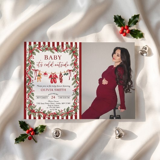 クリスマスの赤ちゃんシャワー写真 招待状