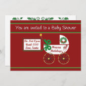 クリスマスの赤ちゃんシャワー招待ハッピーホリデー 招待状 (正面/裏面)