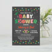 クリスマスの赤ちゃんシャワー男女兼用の黒板 招待状 (スタンド正面)